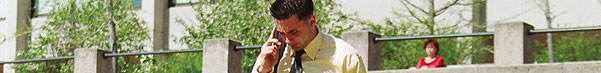 Photo of business student on the phone.