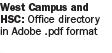 West campus and HSC office directory in pdf format