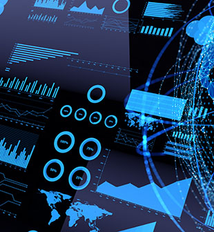 Charts, graphs, and statistics on a computer screen