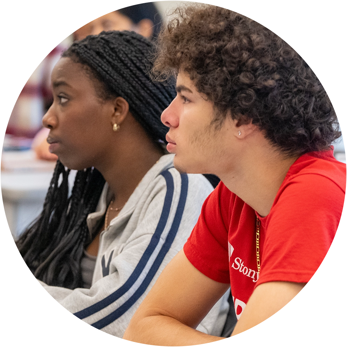 two students focusing in class