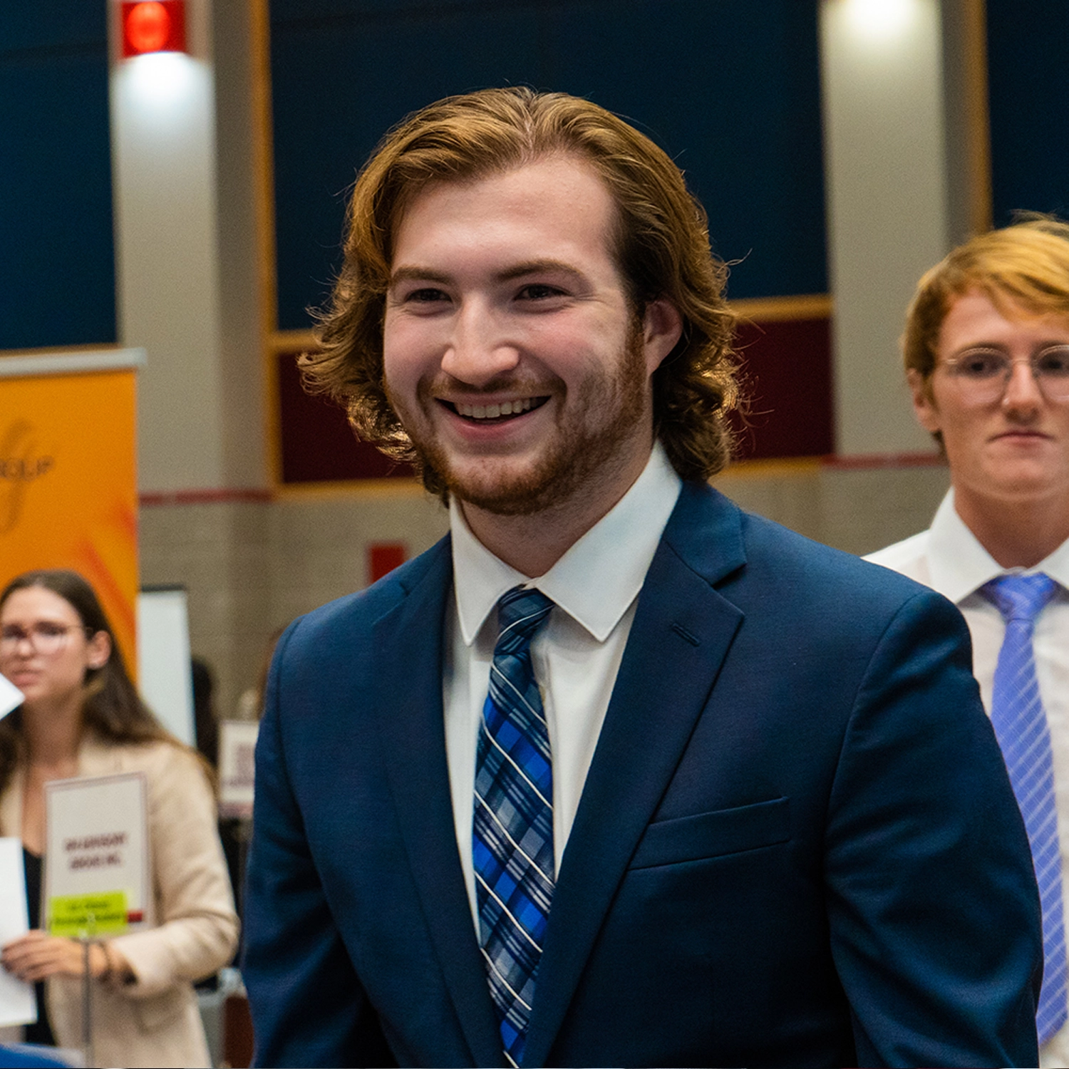 student at networking event