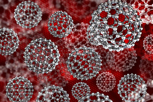 An abstract image in silver and black of molecules