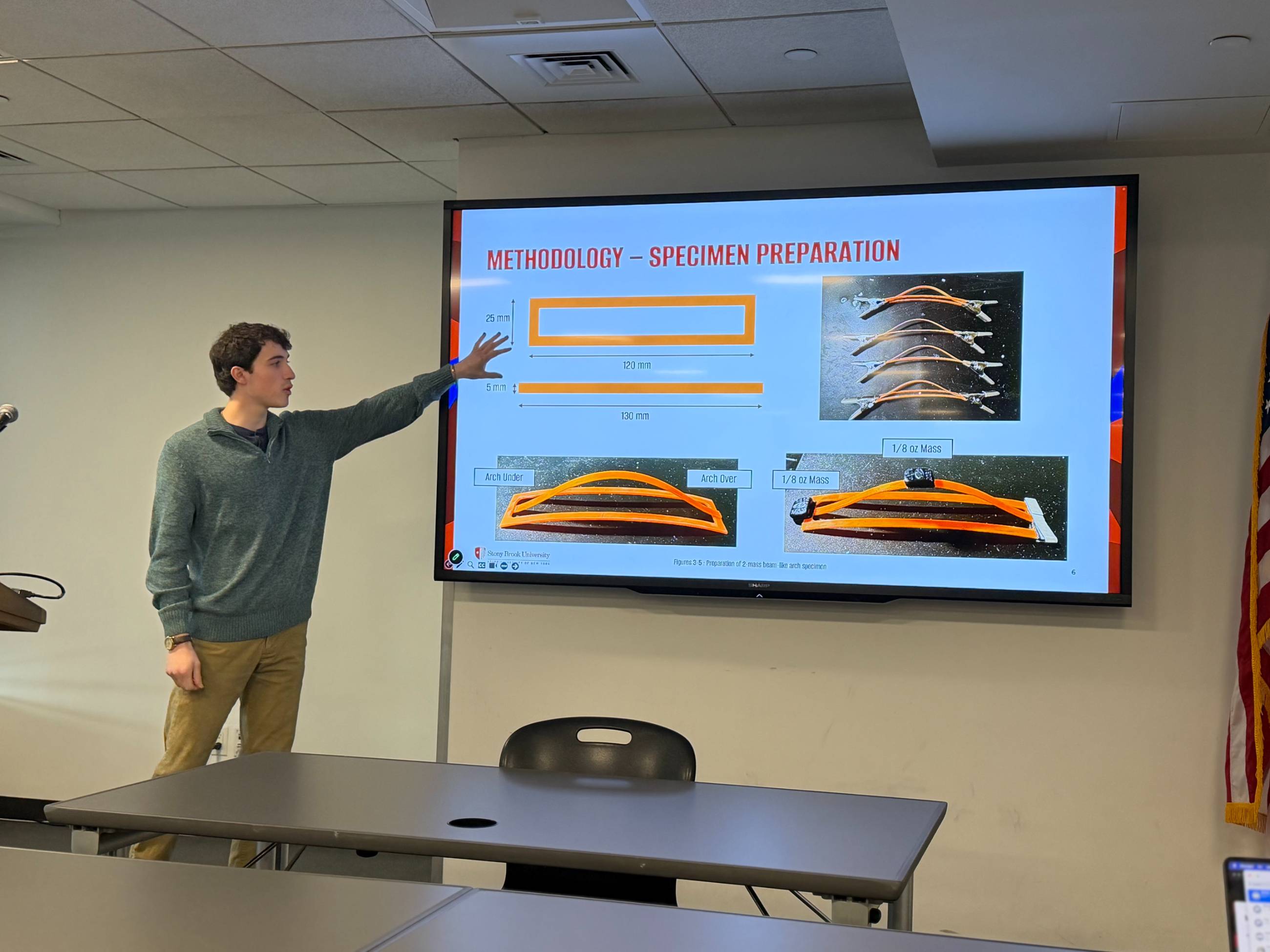 Joseph Caracci pointing to his methodology slide.