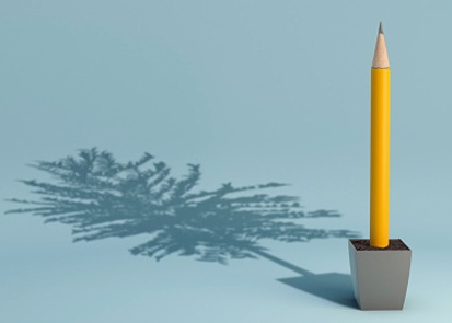 a pencil with a tree shadow decorative image