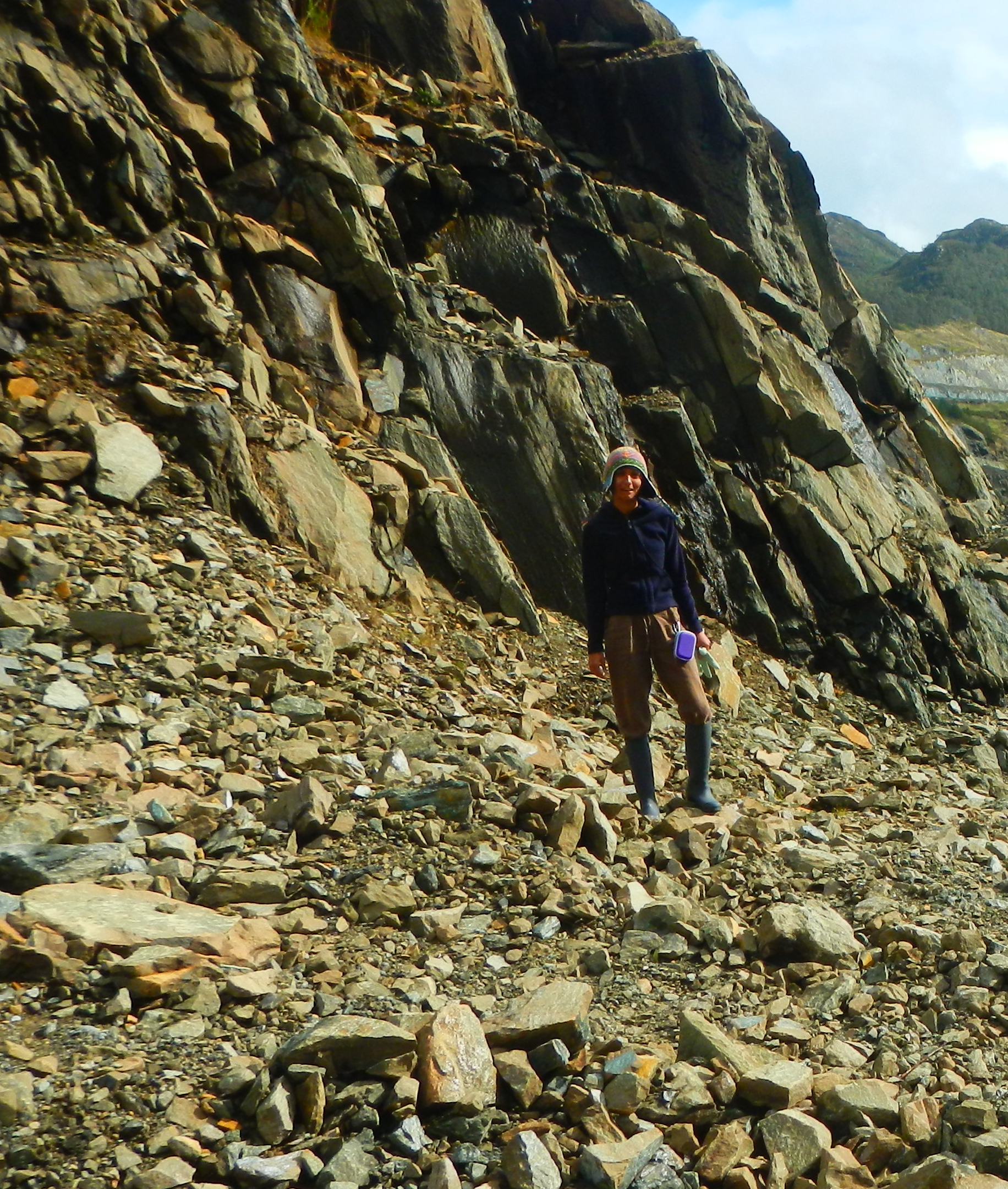 Terry Ann Suer in front of outcrop in Western Gneiss Region of Norway