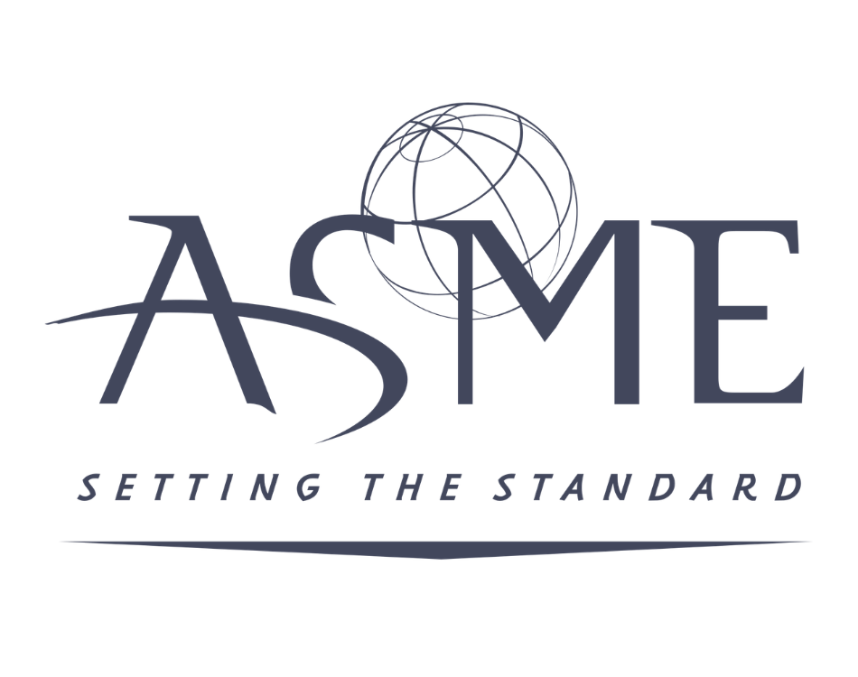 The ASME logo features dark blue text with a stylized globe icon above the letter S, and the phrase SETTING THE STANDARD underneath the name.