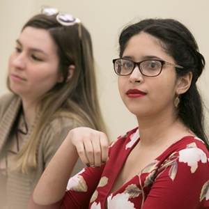 Two MAT students sitting in class