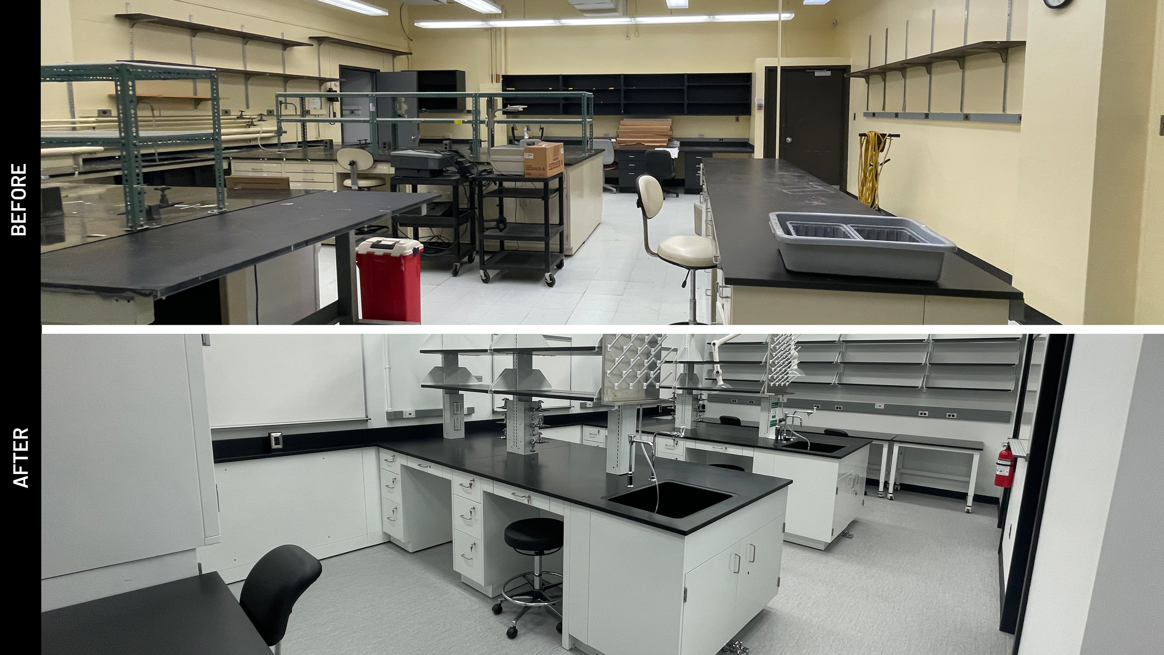 Before and after showing revision to old sidewalk ramp