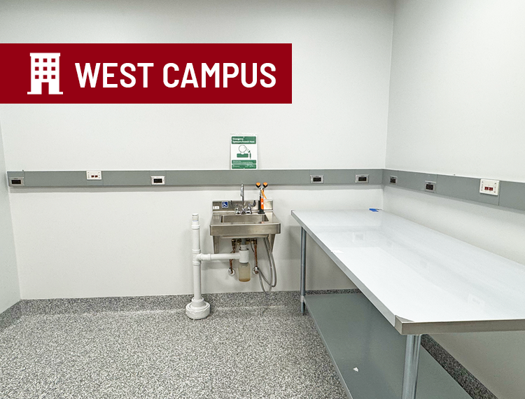 renovated lab room with "west campus" location overlay