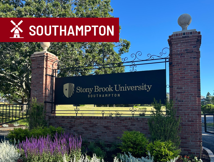 Revitalized southampton campus gate with "southampton" location overlay