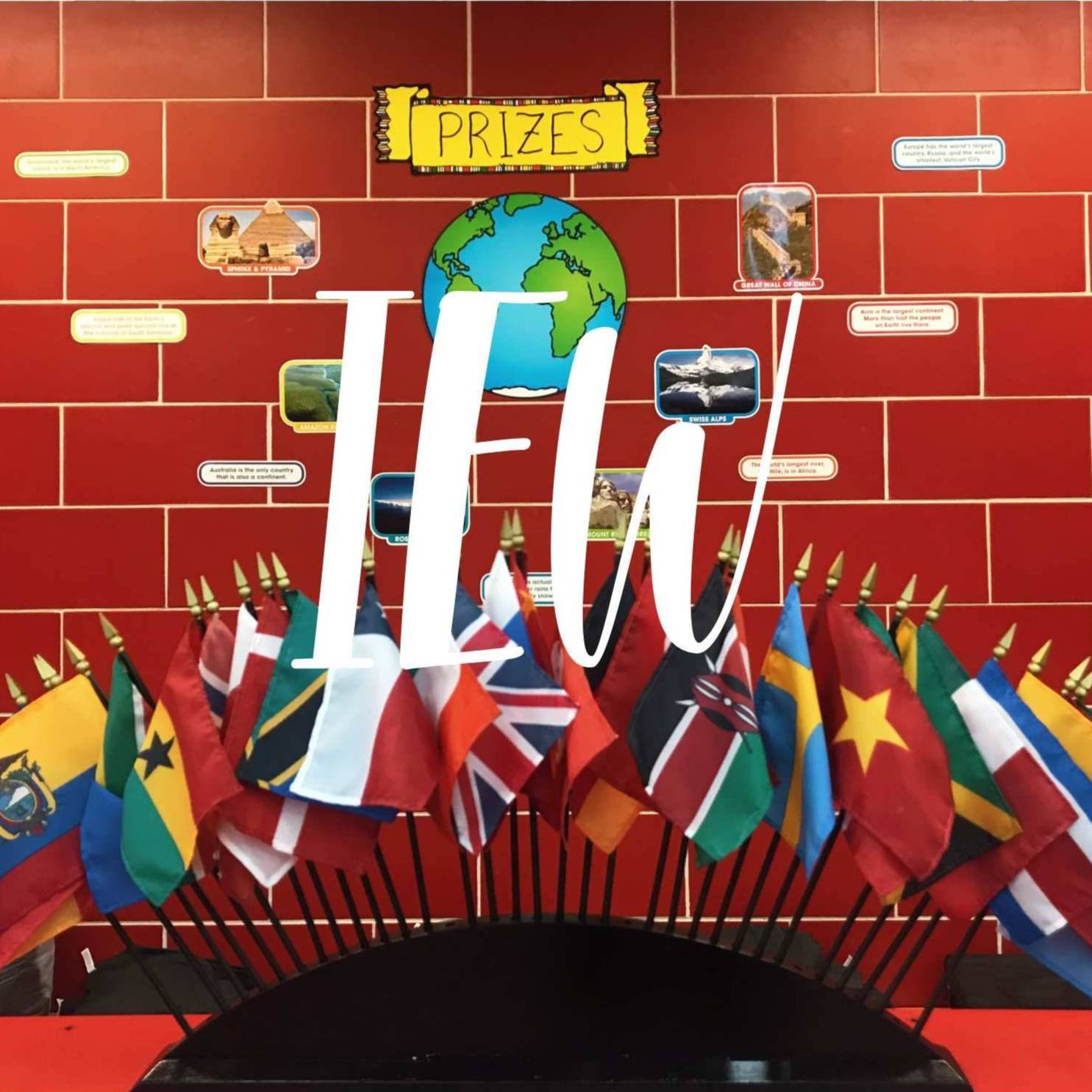 IEW written across multinational country flags