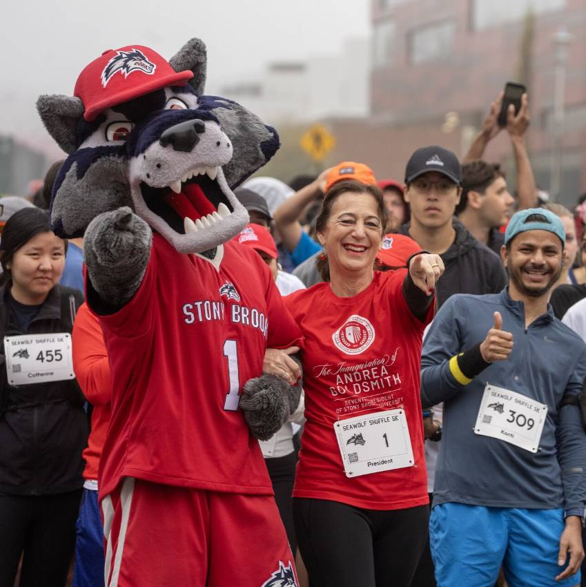 Annual Healthier U Seawolf Shuffle 5k Walk/Run with Wolfie and President Goldsmith.