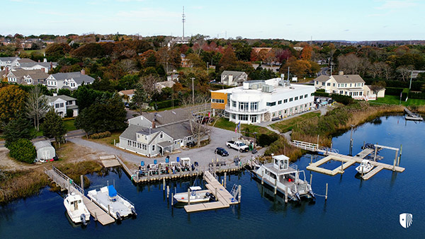 Drone photo of a marina