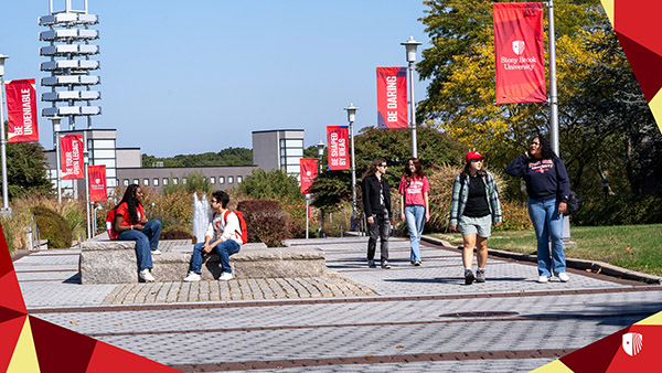 Students walking on the sidewalk