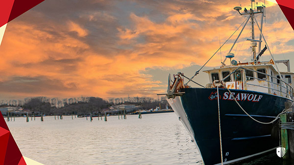 Ship at sunset