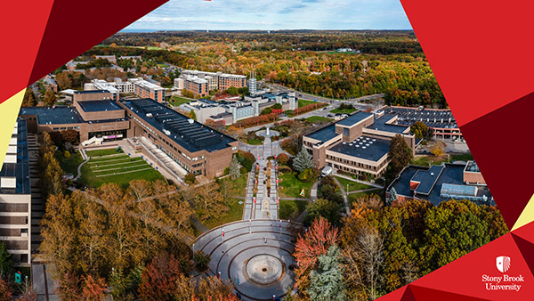 Stony Brook campus with prism frame
