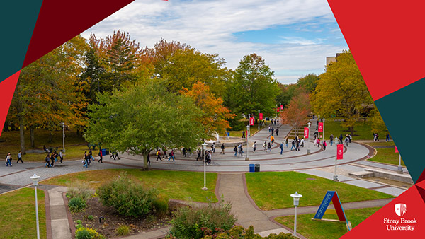 SBU campus with prism frame