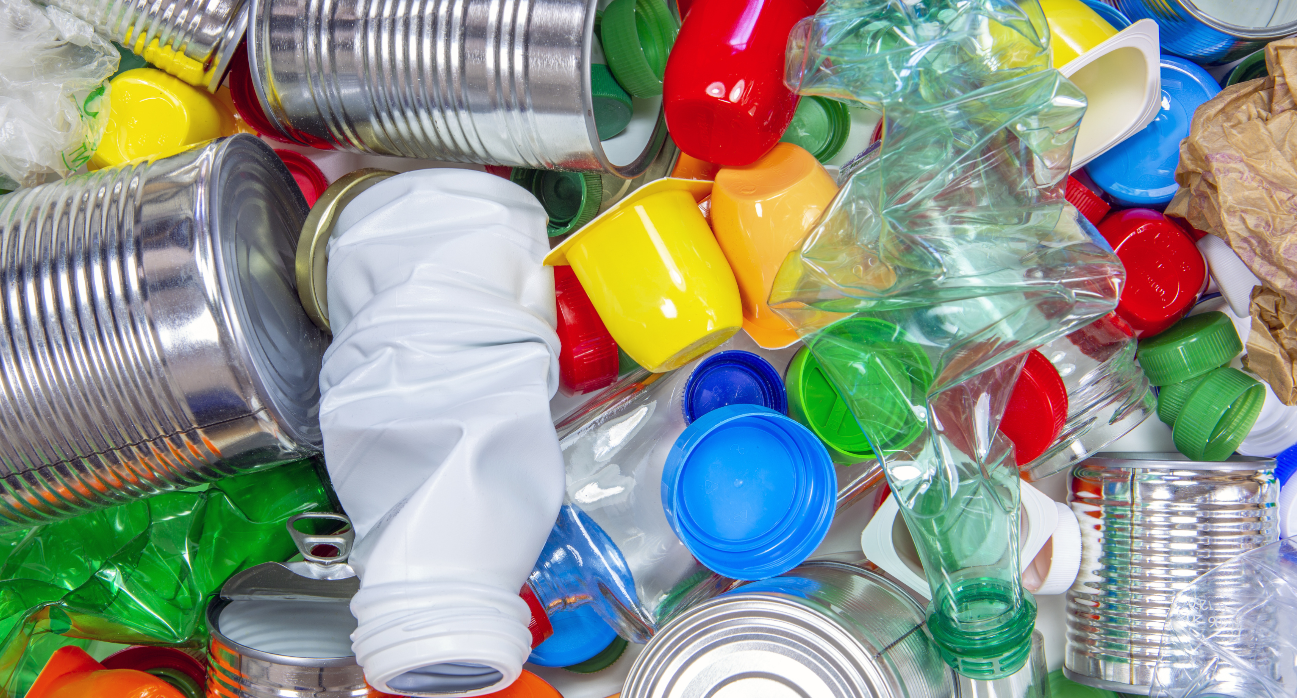 recyclable materials in a pile