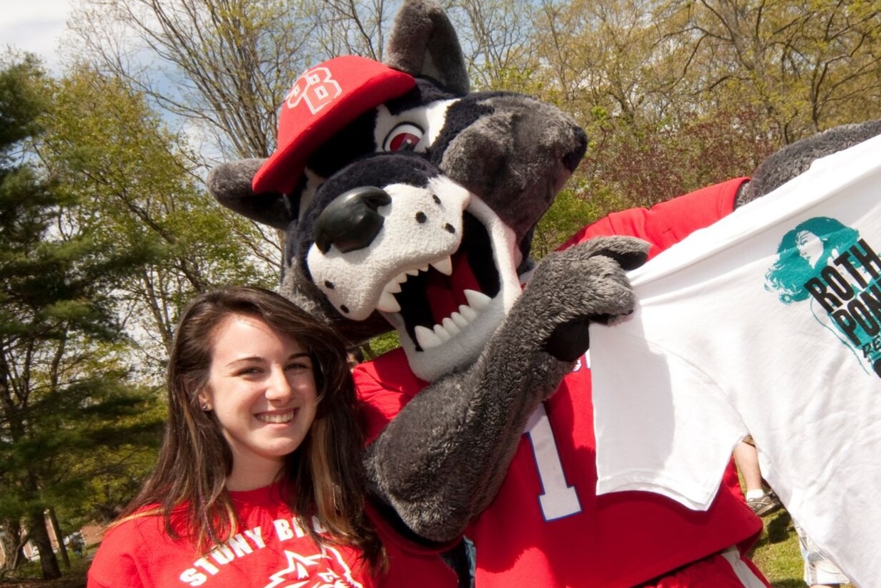Wolfie and a student