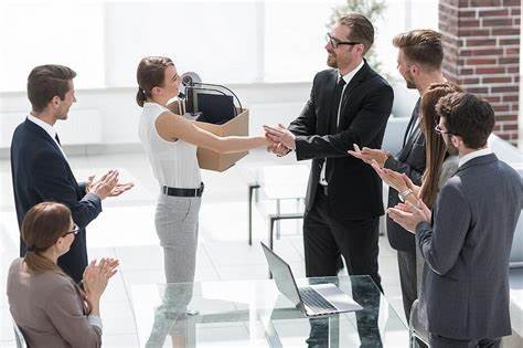 Employee saying goodbye