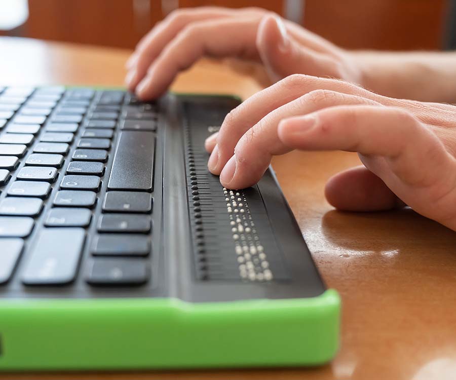 Person using an accessible keyboard