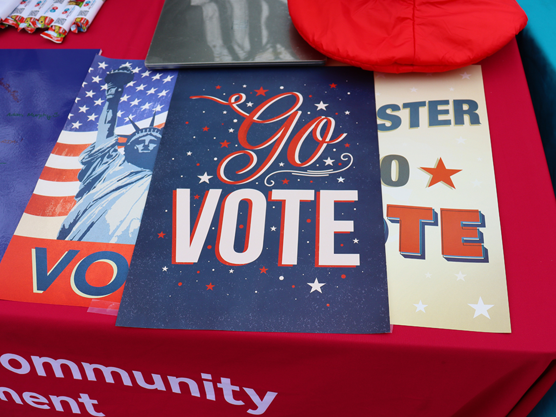 Posters promoting voting.