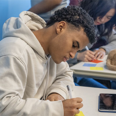 student writing
