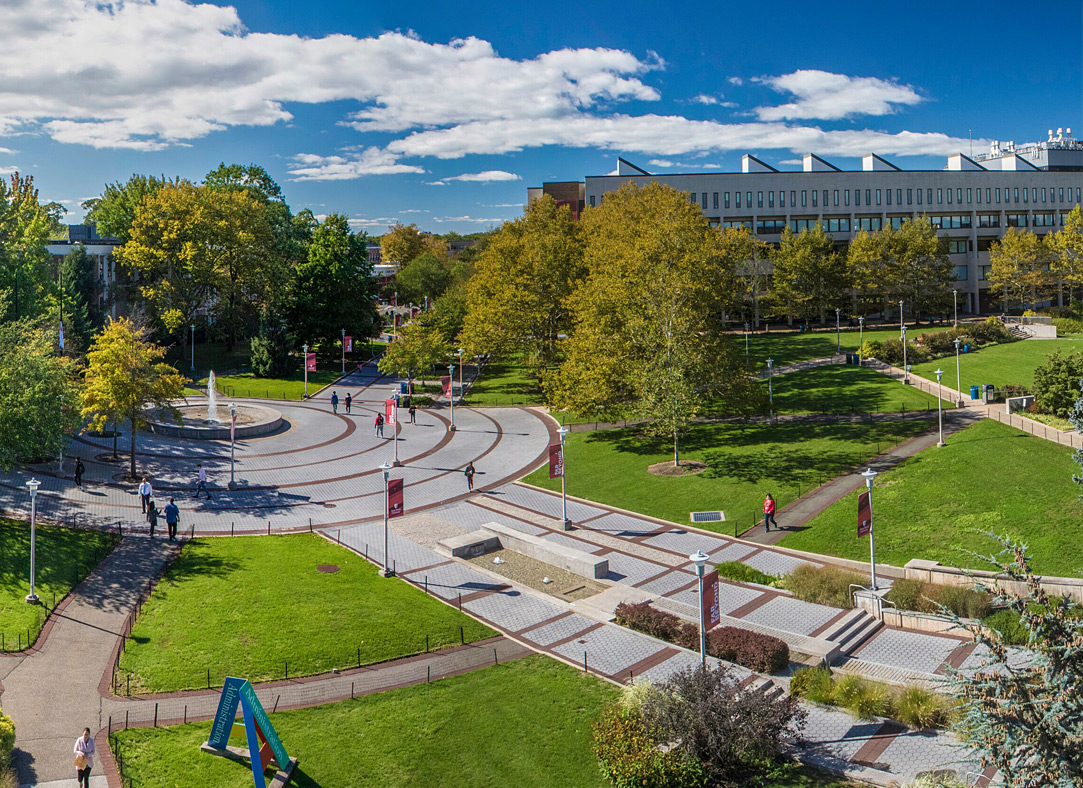Campus buildings and roadways.
