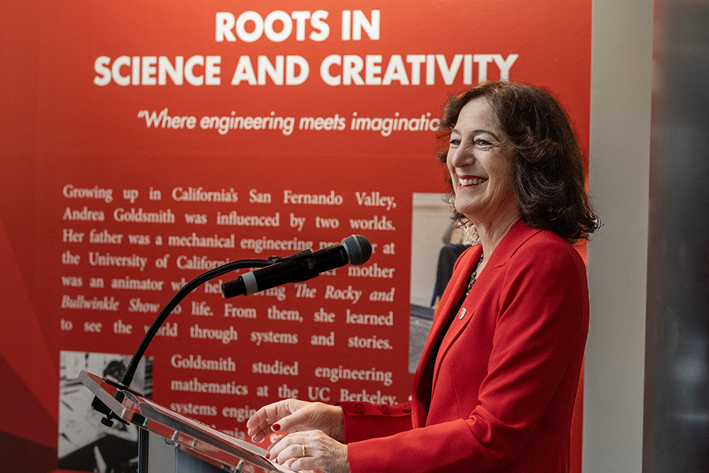 president andrea goldsmith at exhibition reception