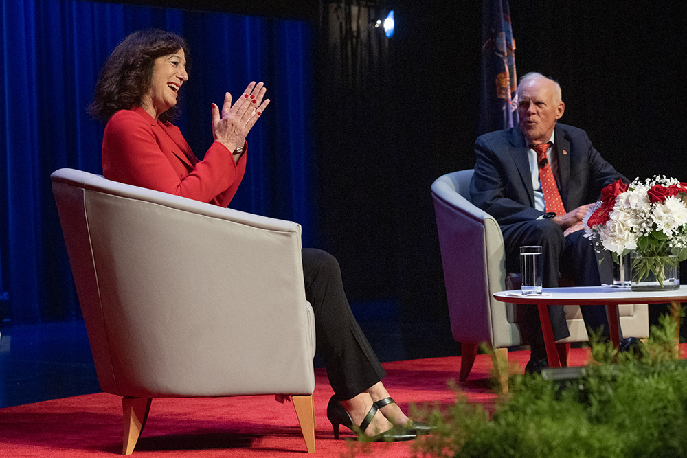 president Andrea Goldsmith and John hennessy