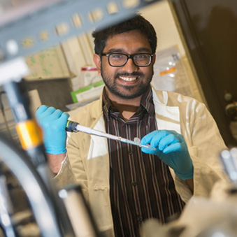A student working in a lab
