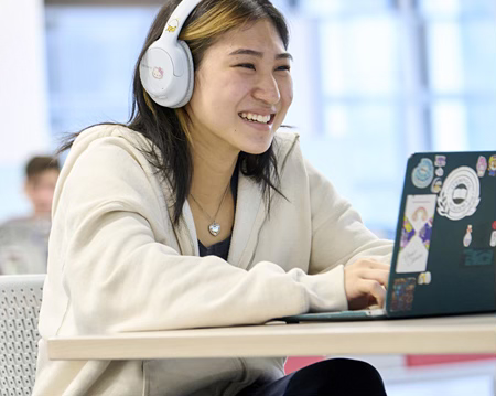 Student using a Computer at Stony Brook University