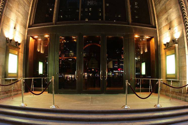 Outside front doors of the gala event