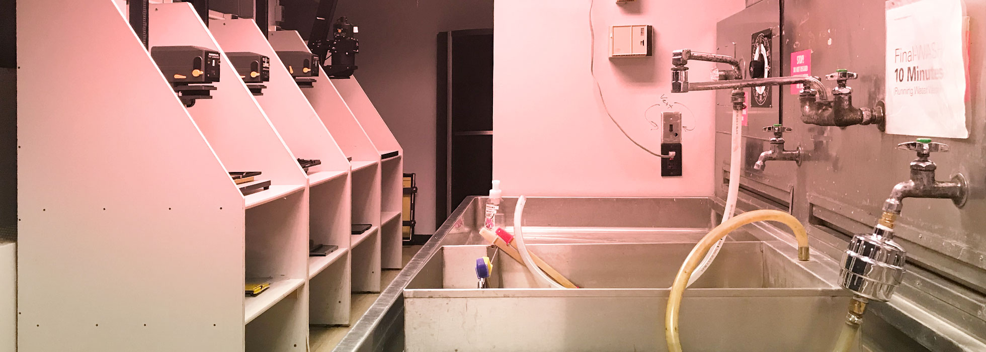 Inside the darkroom A in the Staller Center 4th floor