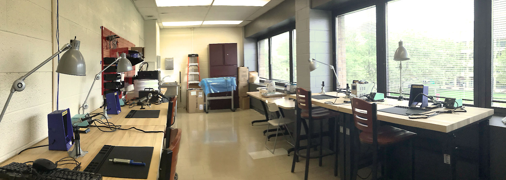 Maker Space has 4 workbench with a soldering iron