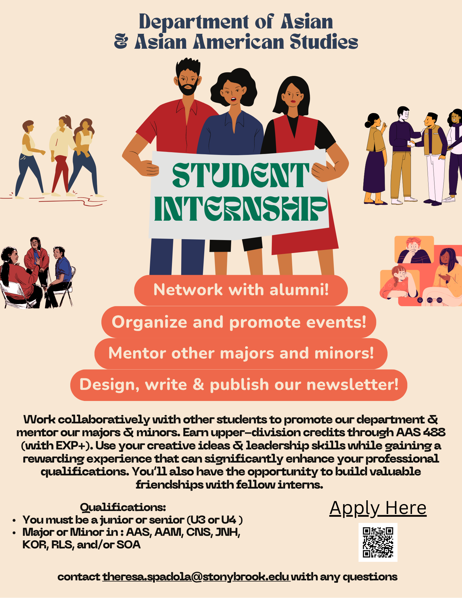 This is an image of the AAAS Internship Flyer with a QR code
