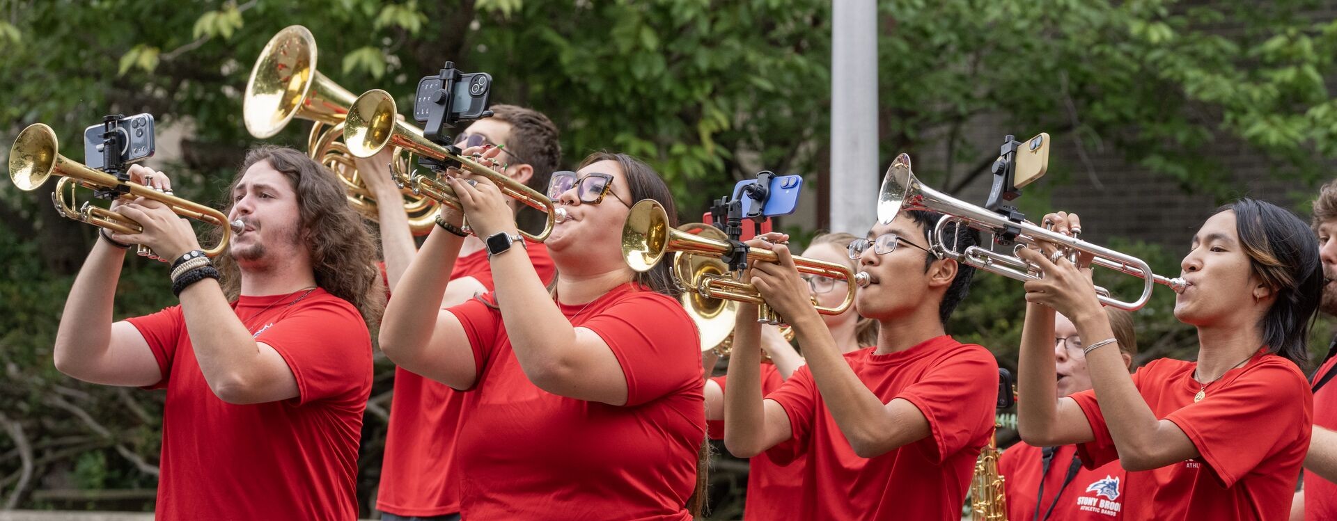 trumpet players at the pep rally