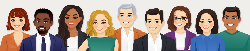 Vector graphic of group of diverse professionals