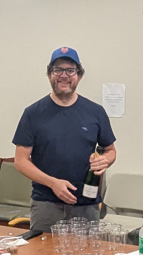 Man celebrating with champagne