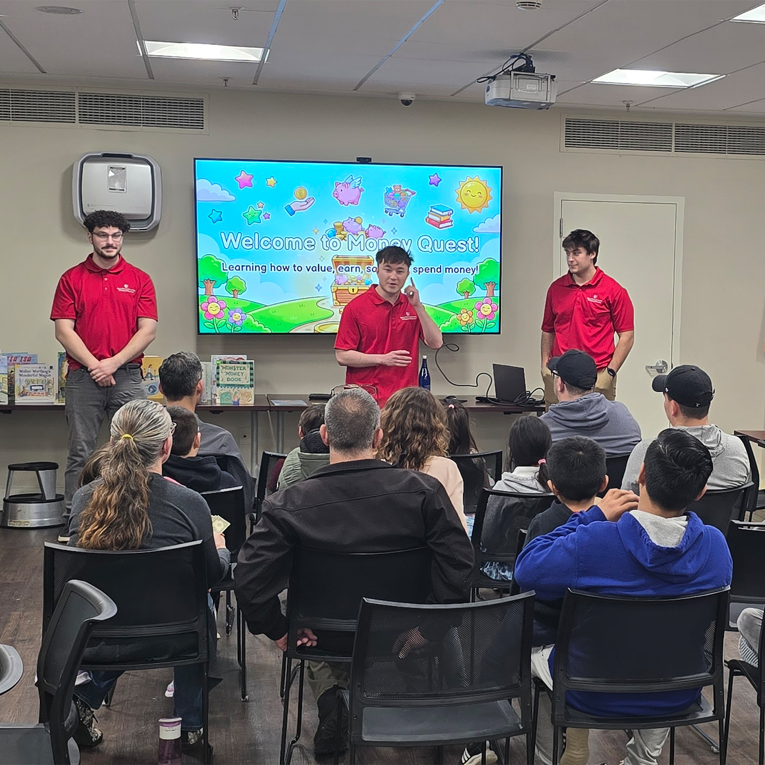 students presenting at library
