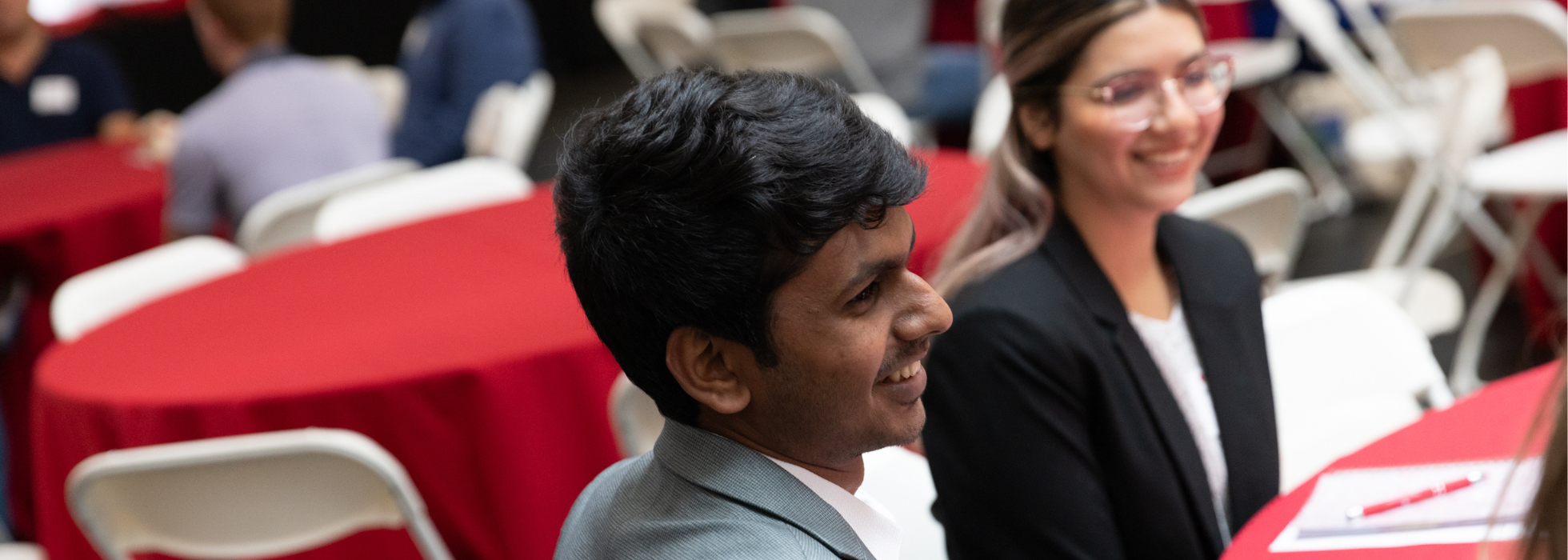 Student at a table during an event
