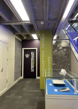 Microfilms of Beckett’s letters, typescripts, and reading notes display