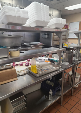 Prepared and packaged kitchen ready for the next service