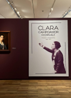 Clara Campoamor's exhibition located within a library