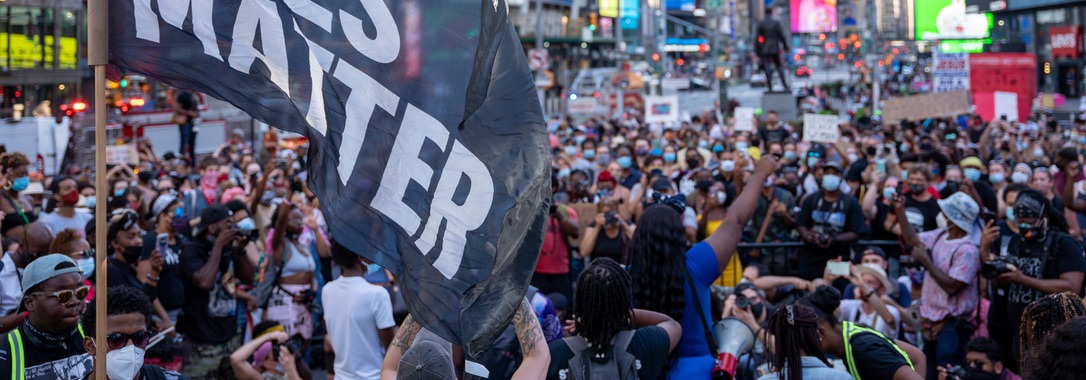 People gathered during a Black Lives Matter protest