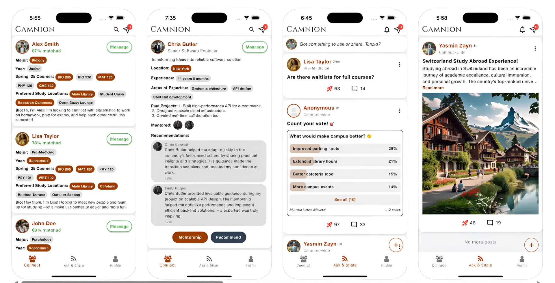 Mobile social app interface
