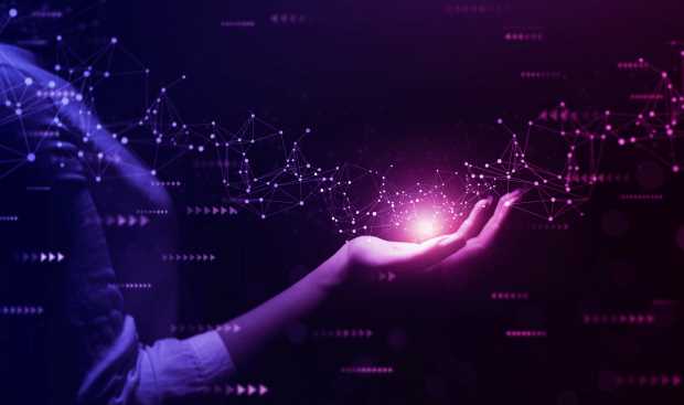 Woman hand holding network connection