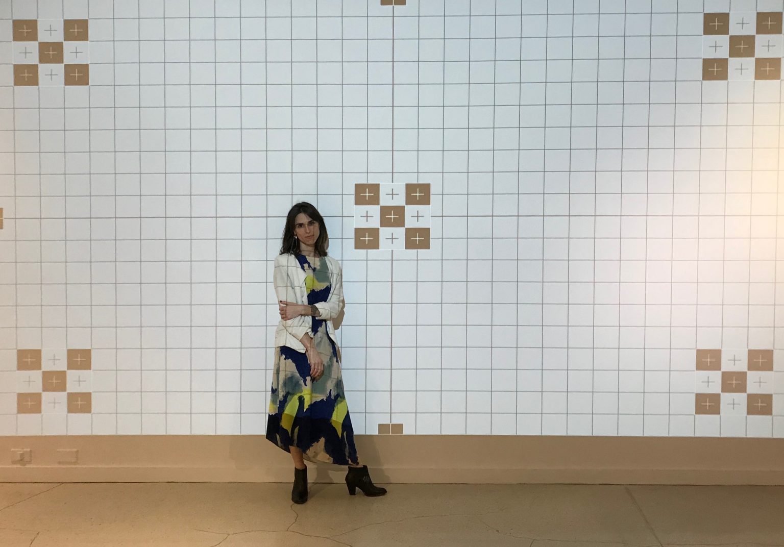 Sophie Landres at the installation of “Forensic Architecture: True to Scale,” Museum of Art & Design, Miami Florida