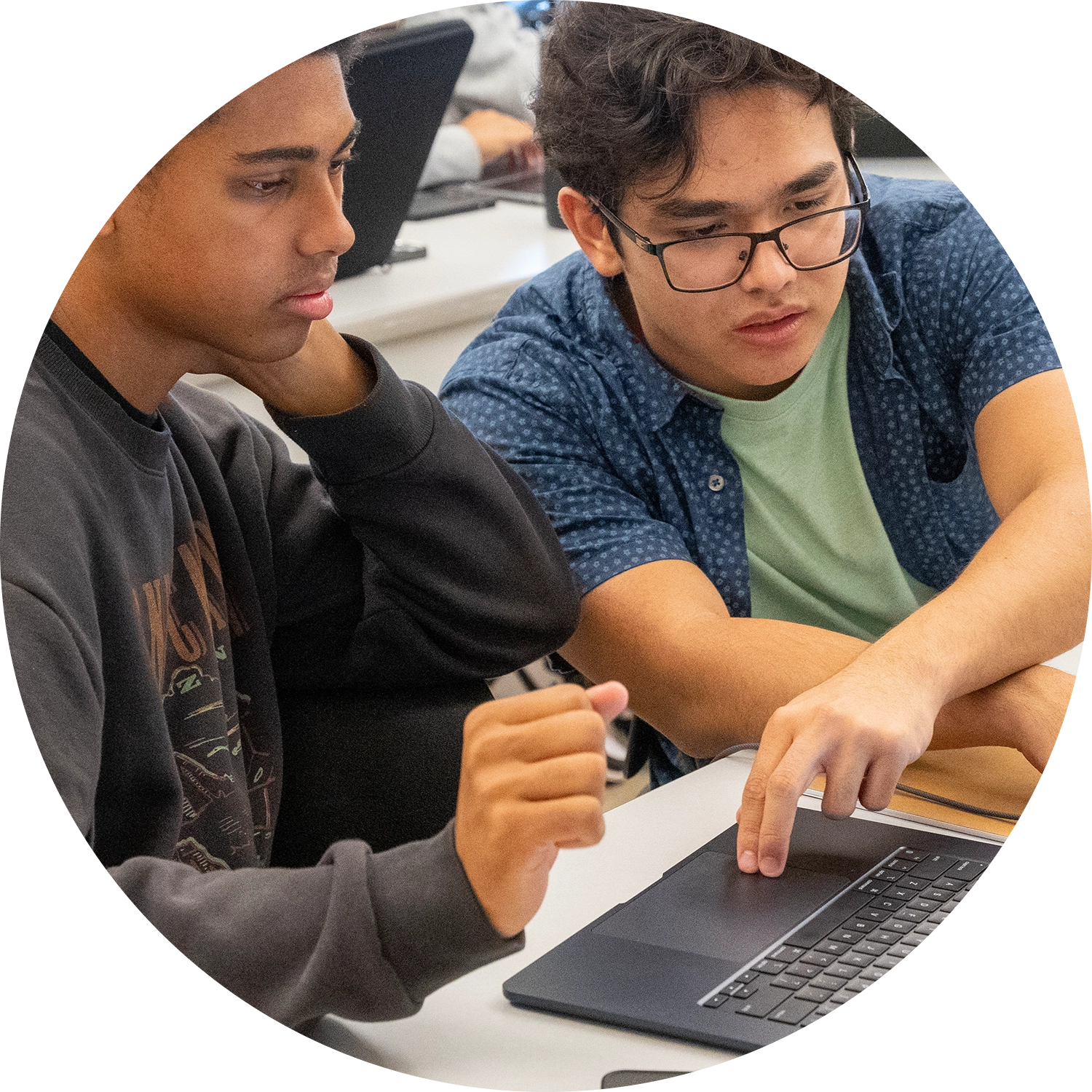 College of Business Busienss Management Major student focusing on classwork