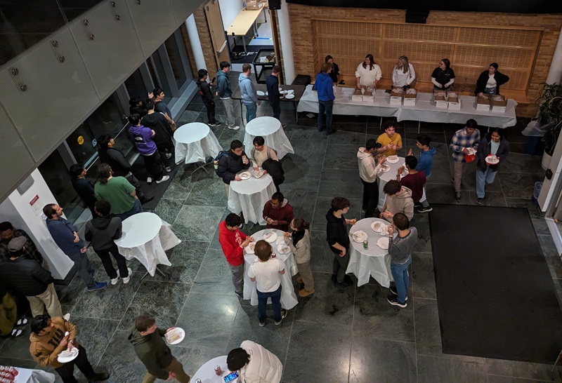 Hackers waiting in line for dinner